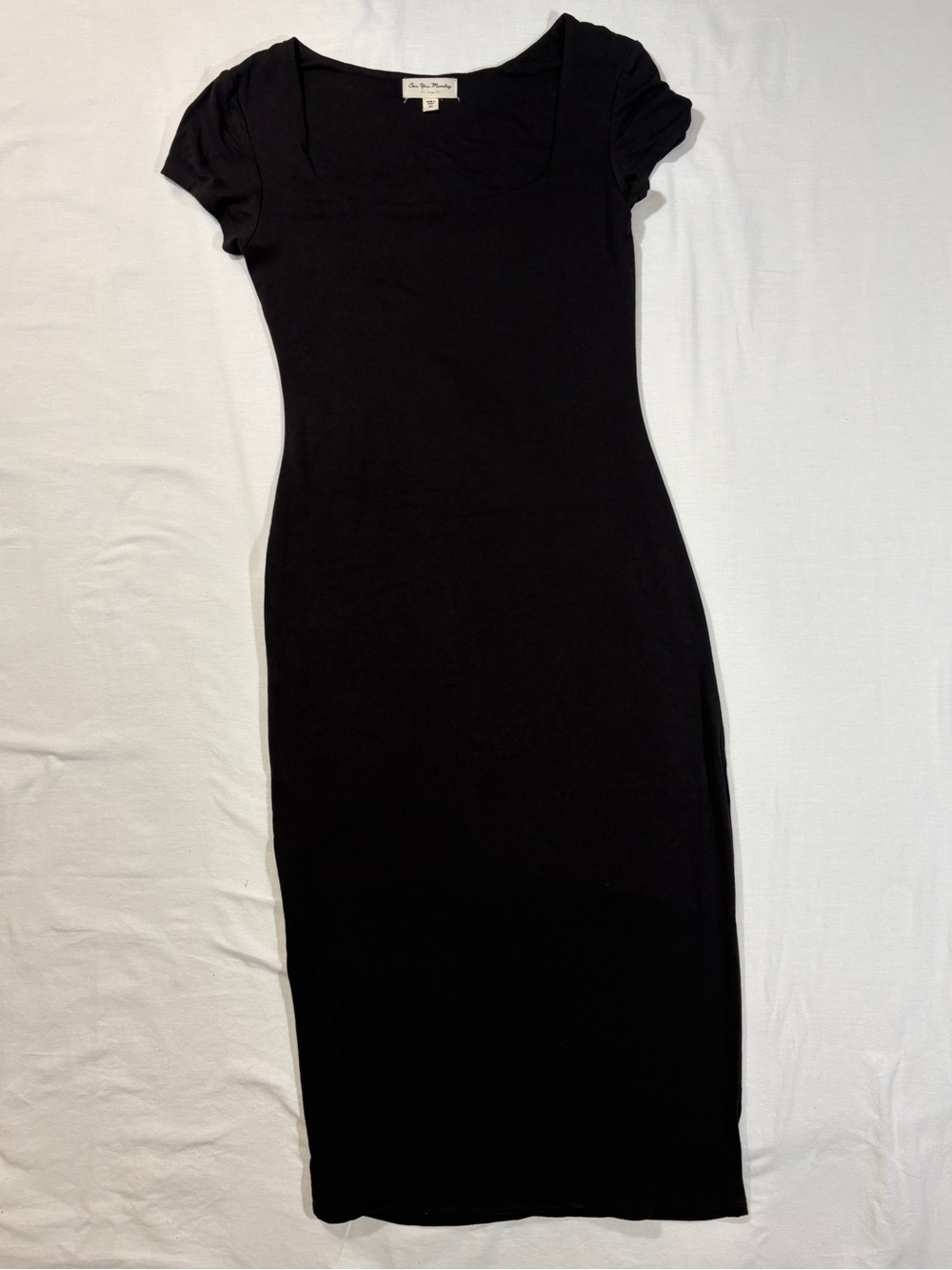 SEE YOU MONDAY NWOT Double Lined Square Neck Cap Sleeve Bodycon Midi Dress M